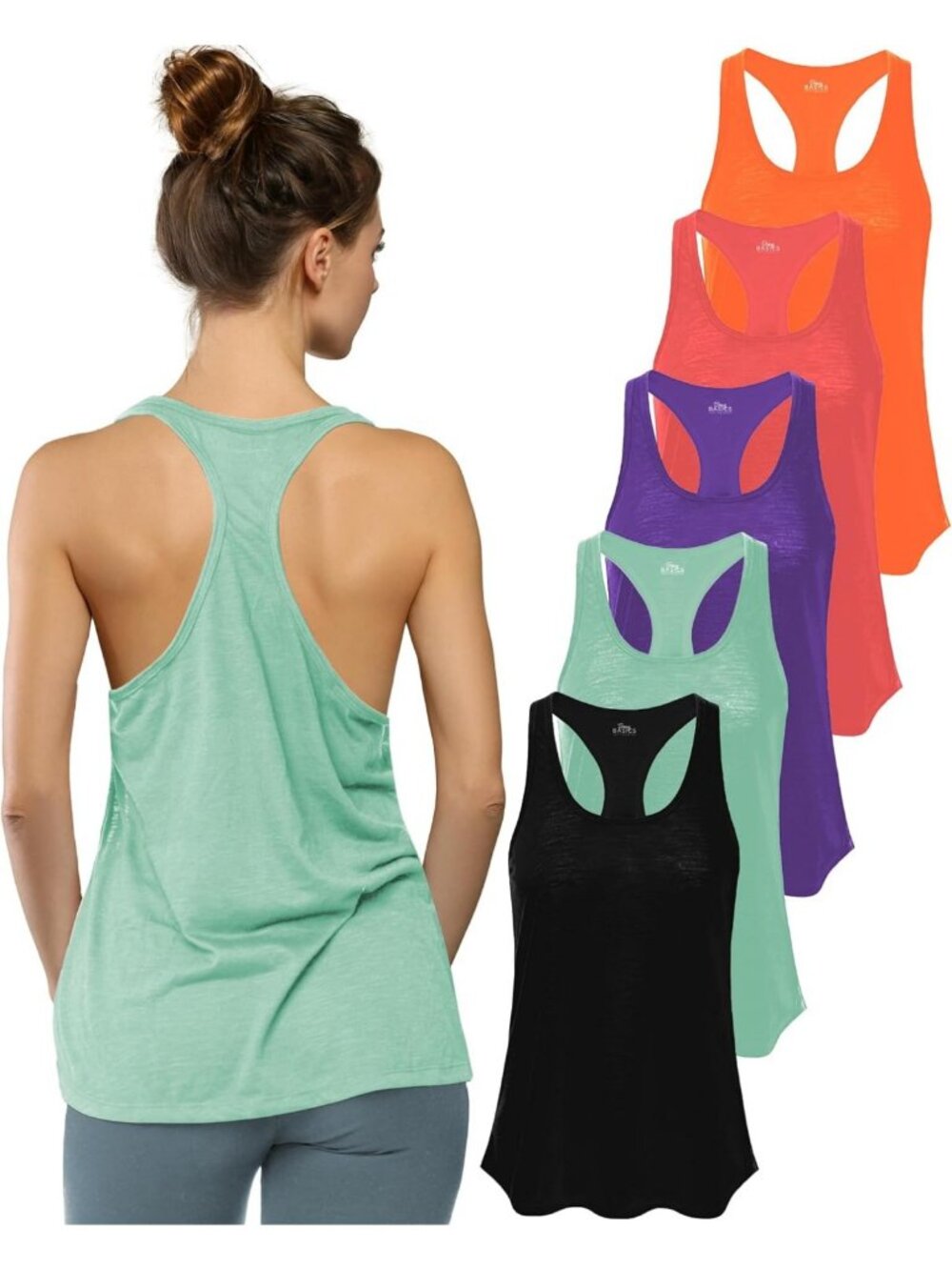 Everyday Flowy Burnout Slub Racerback Tank Tops | Activewear Multi-Pack Options